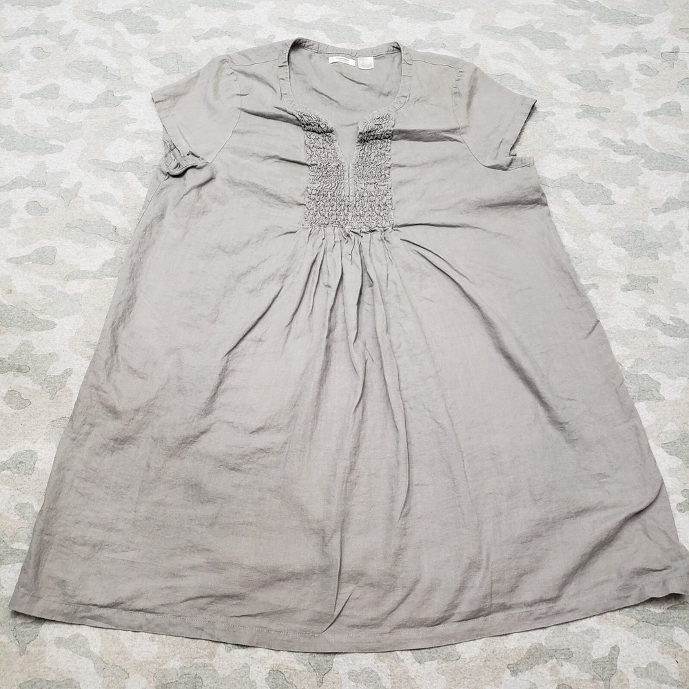 La Redoute Creation Dress Womens 18 Gray Pullover Linen Short‎ Sleeve